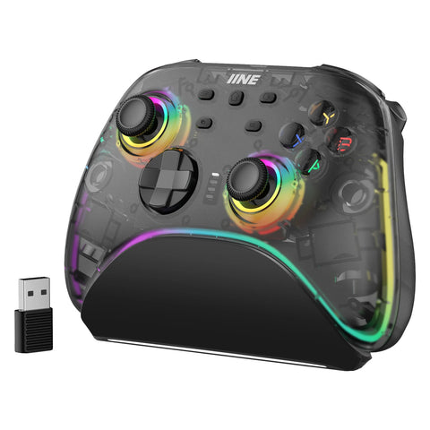 IINE Hecate Transparent Wireless Controller with Charging Dock Black for PC, Mobile, Switch - GameShop Malaysia